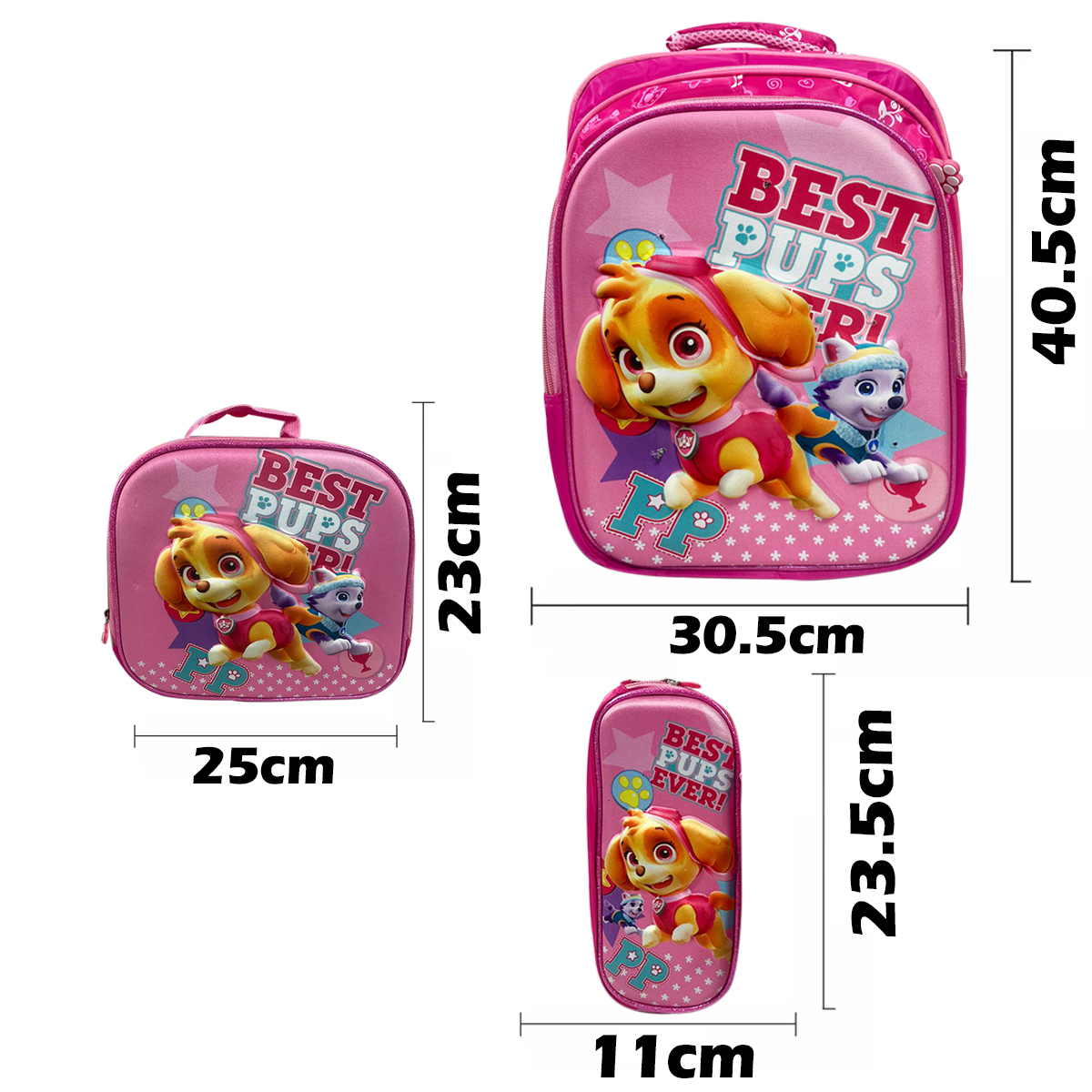 3 En 1 Mochila Colorera Y Lonchera Escolar Luces Led Log-on Paw Patrol