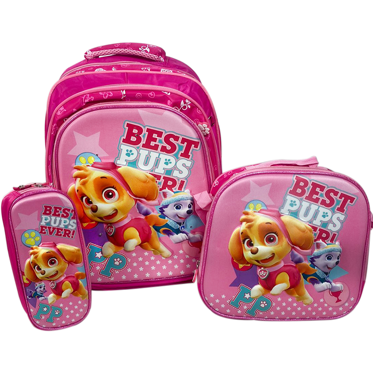 3 En 1 Mochila Colorera Y Lonchera Escolar Luces Led Log-on Paw Patrol