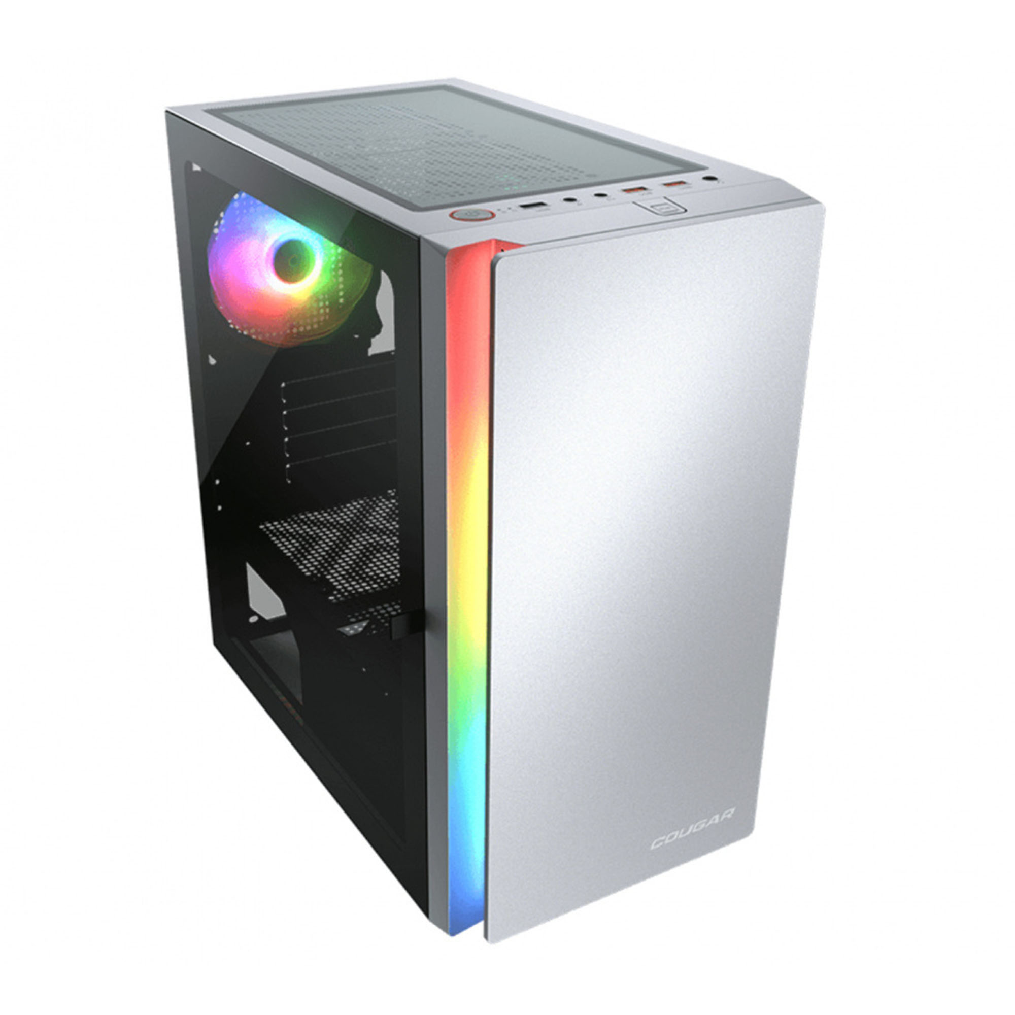 Gabinete Cougar Purity con Ventana Mini-Tower Mini-ITX USB 3.0 sin Fuente RGB Blanco