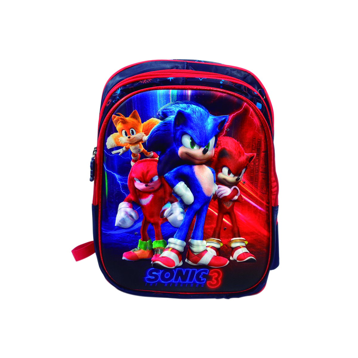 Mochila Escolar Infantil Con Luces Diseño Sonic 3 en 1 Incluye Lonchera Y Lapicera