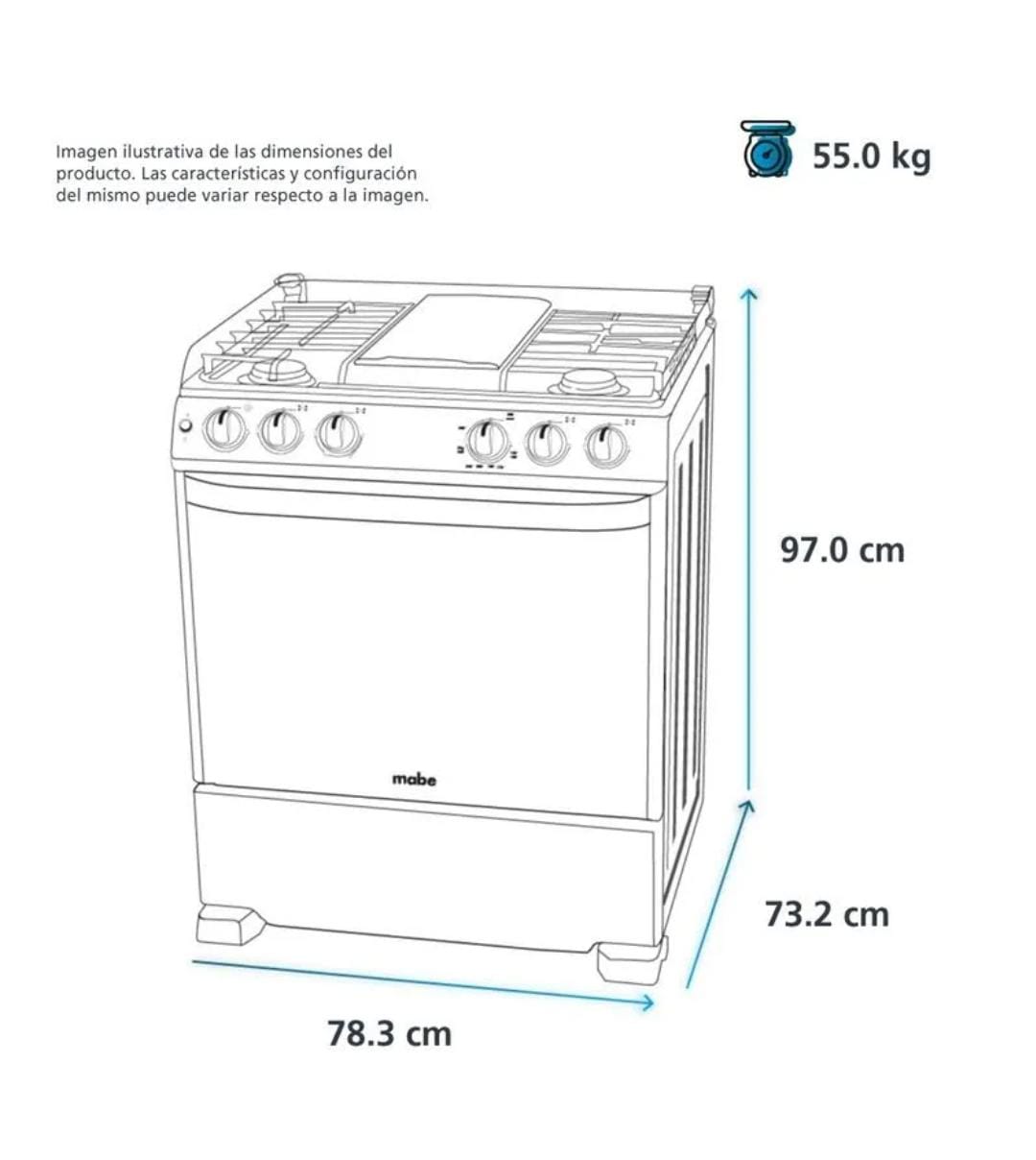 Estufa Mabe Em7674cfi A Gas/eléctrica 6 Quemadores Plateada
