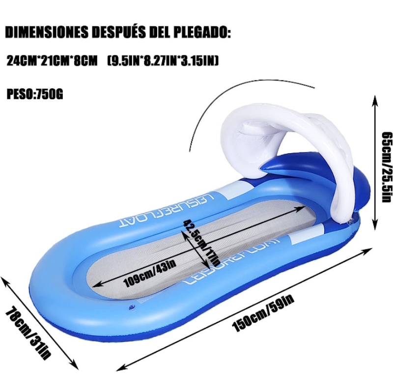 Inflable tumbona flotador para piscina relajación 