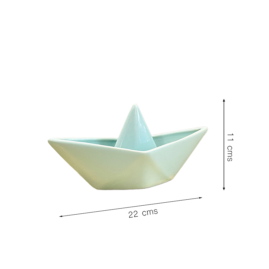 Barco de papel decorativo: estilo minimalista en color menta cerámica brillante