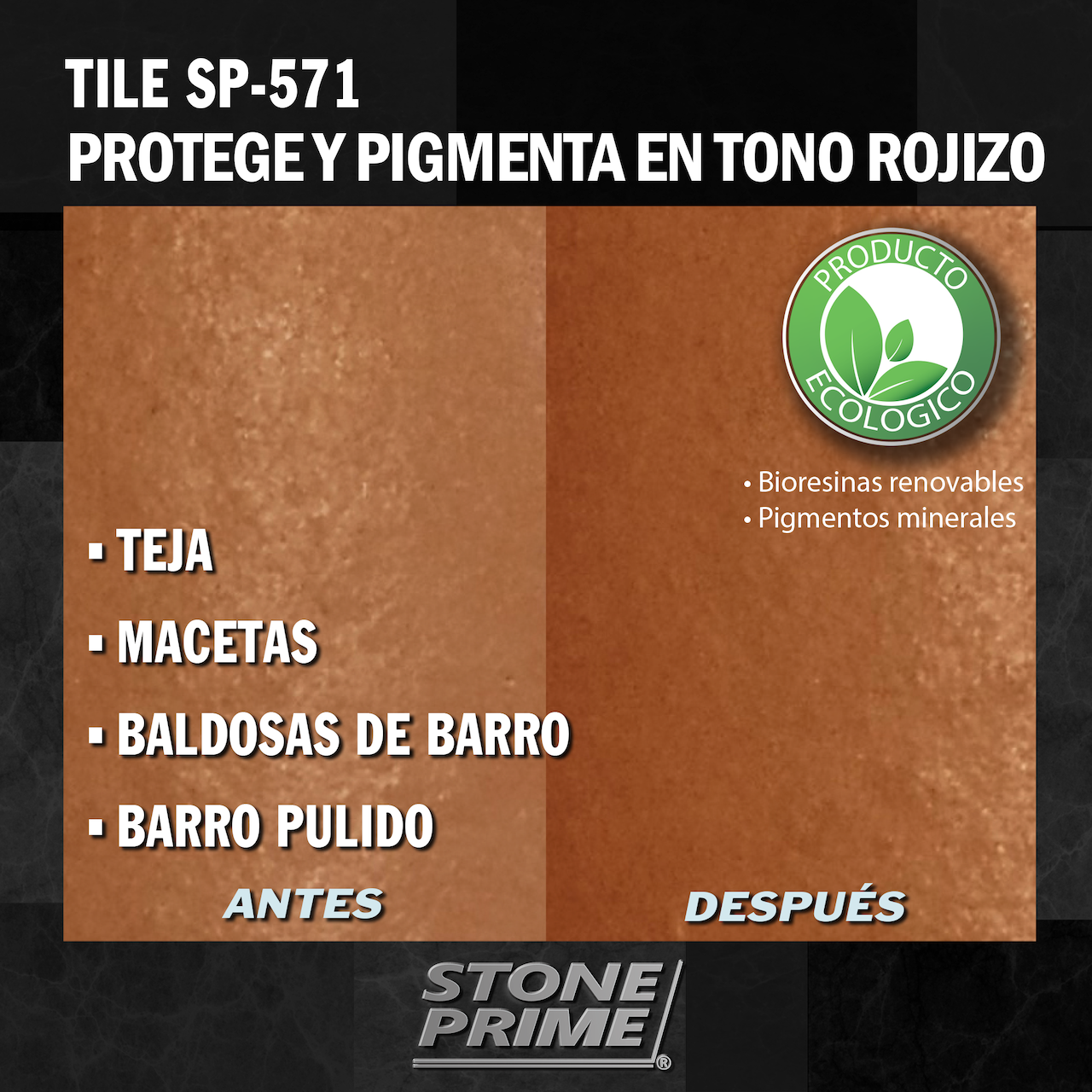 Sellador para teja y barro pulido Stone Prime Acabado mojado 20 litros
