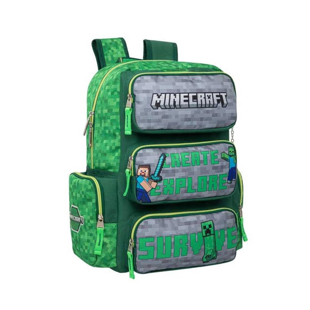 Mochila escolar de Minecraft para niño, color verde, mod. 1097282