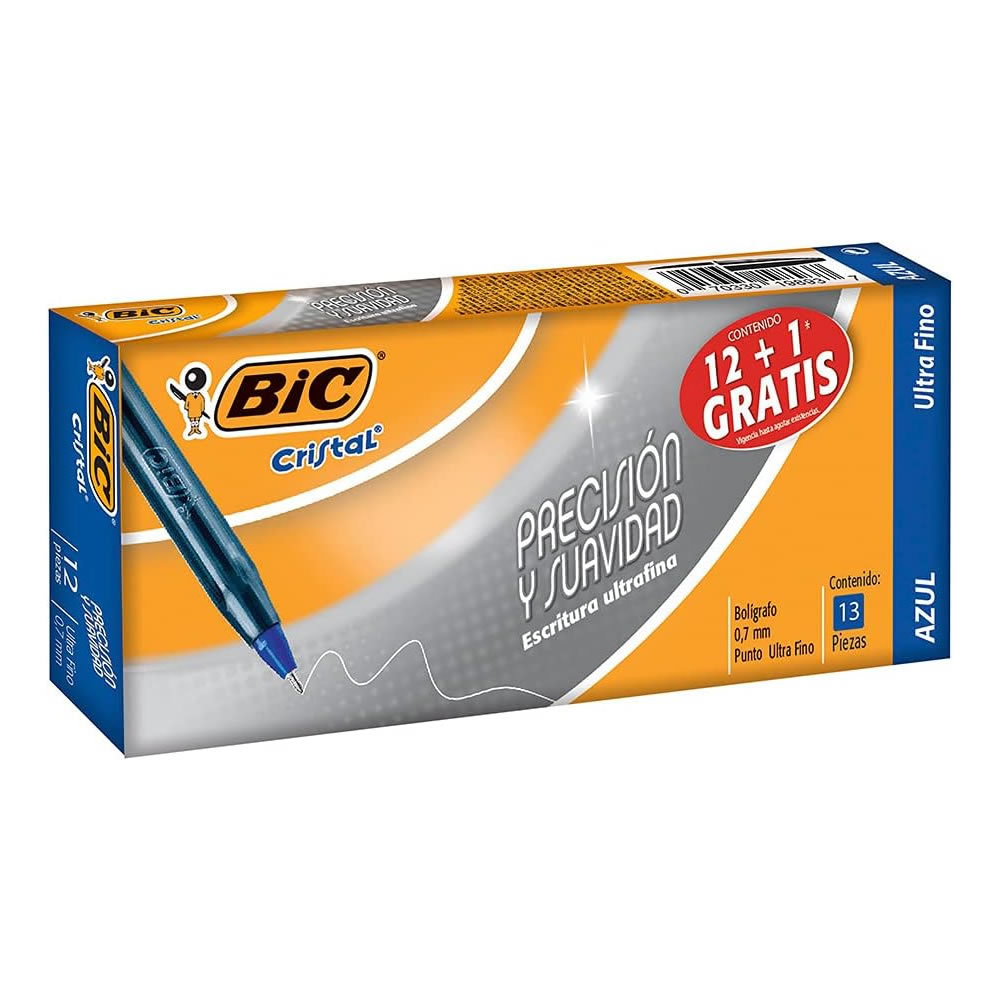 Bolígrafos Punto Mediano Y Ultra Fino Bic Cristal 980029754 - Azul