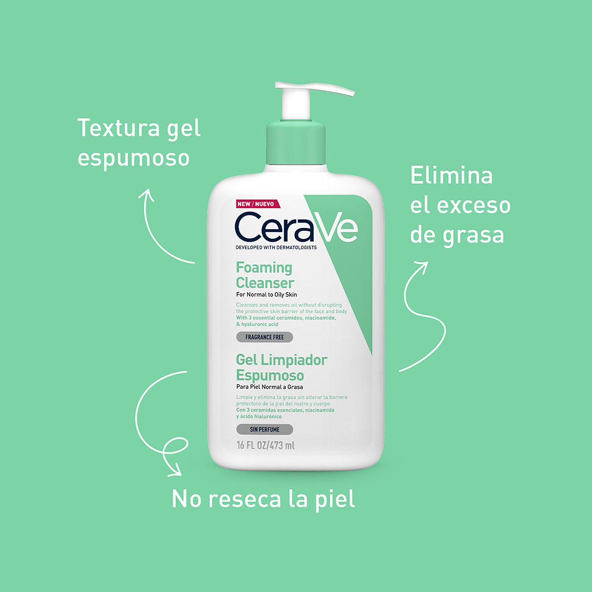 Cerave Gel Limpiador Facial Espumoso 473Ml