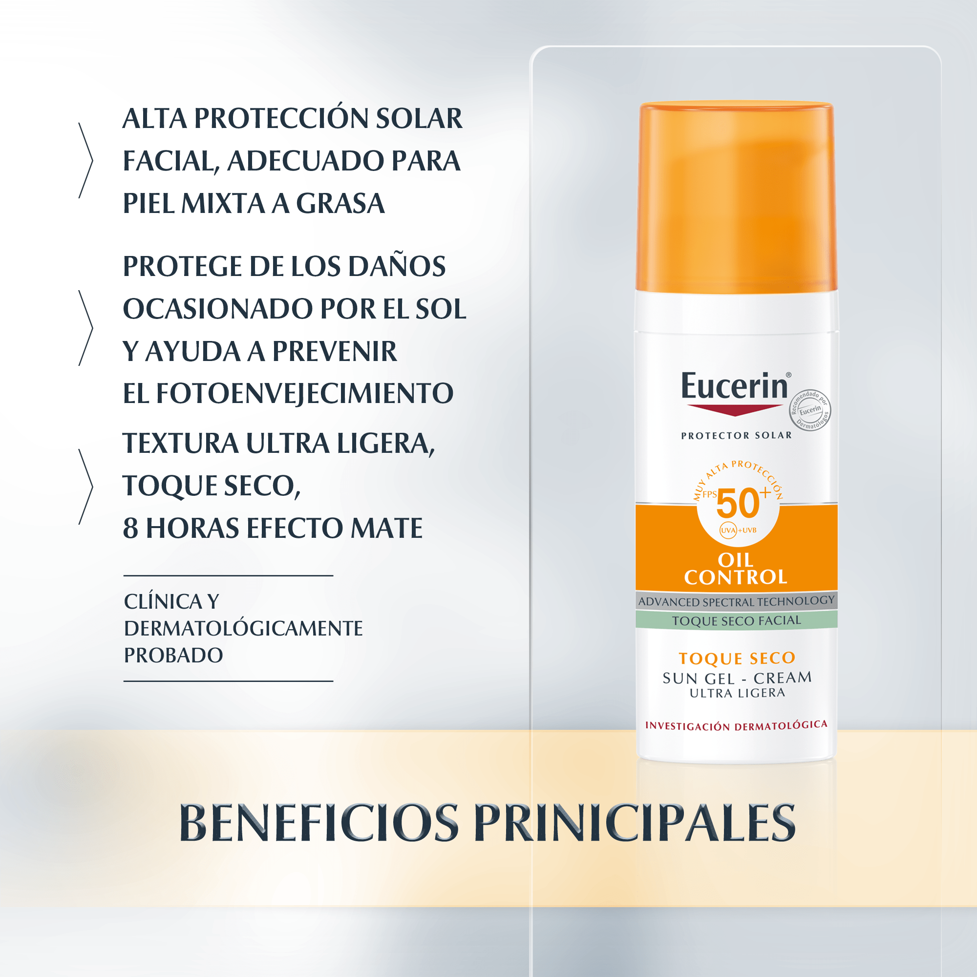 EucerinProtector Solar Sun Face Oil Control Control Brillo SPF-50 de 50ml