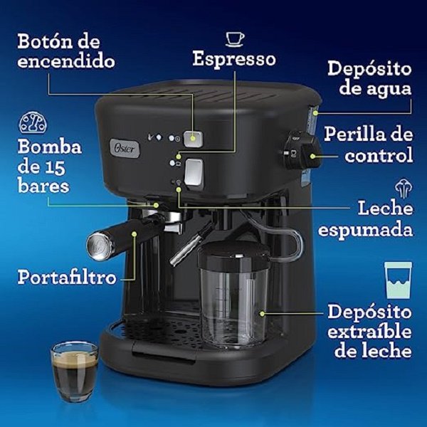 Cafetera Oster Automática de Espresso PrimaLatte Plateada