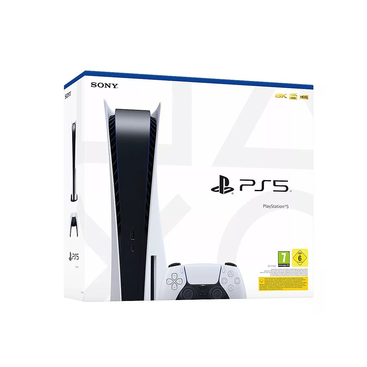 Consola Sony PlayStation 5 825 Gb (Version Internacional) Standard Edition (DISCO) Color Blanco y Negro