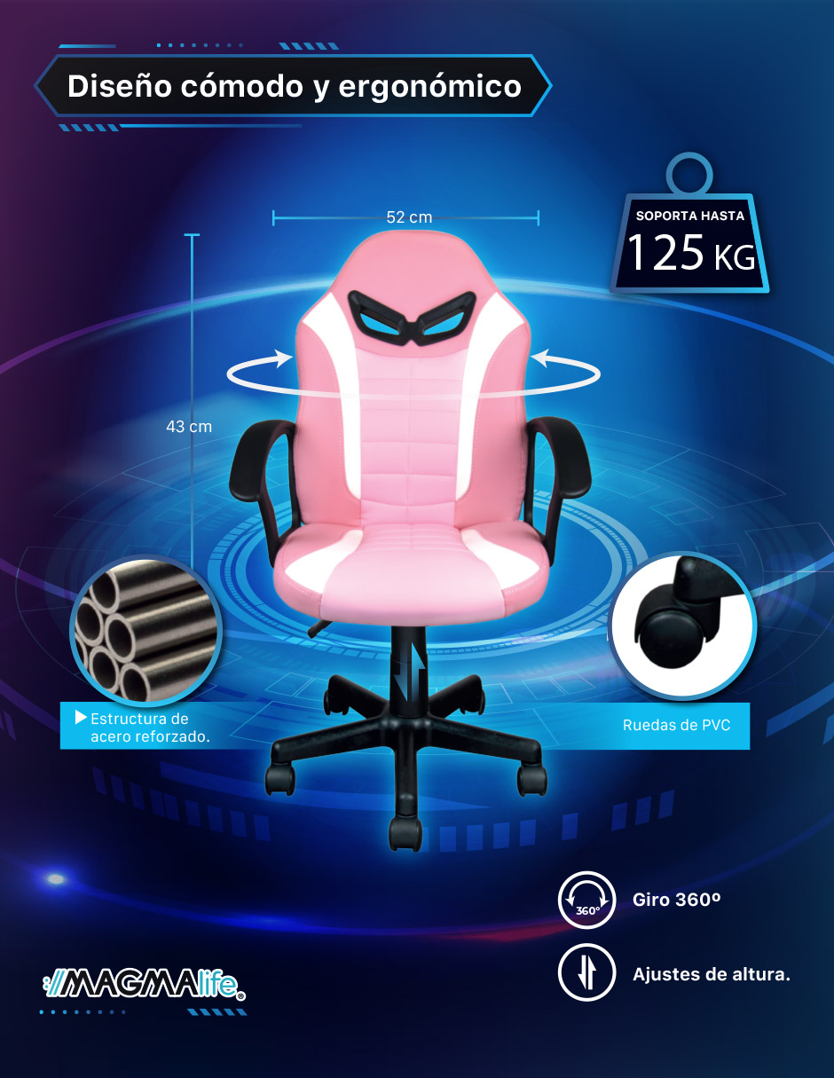 Silla Gamer Anatómica Magma Life (Bubblegum Pink)