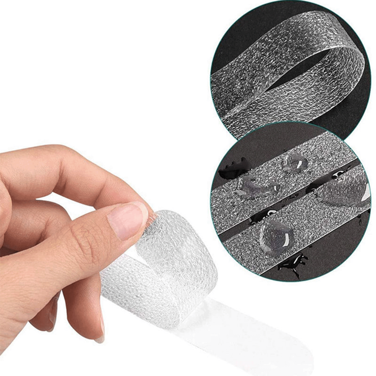 Tira antiderrapante para baños ERGY. 2 cm x 38 cm (9 pzas). Antideslizante para baños, color transparente, uso general.