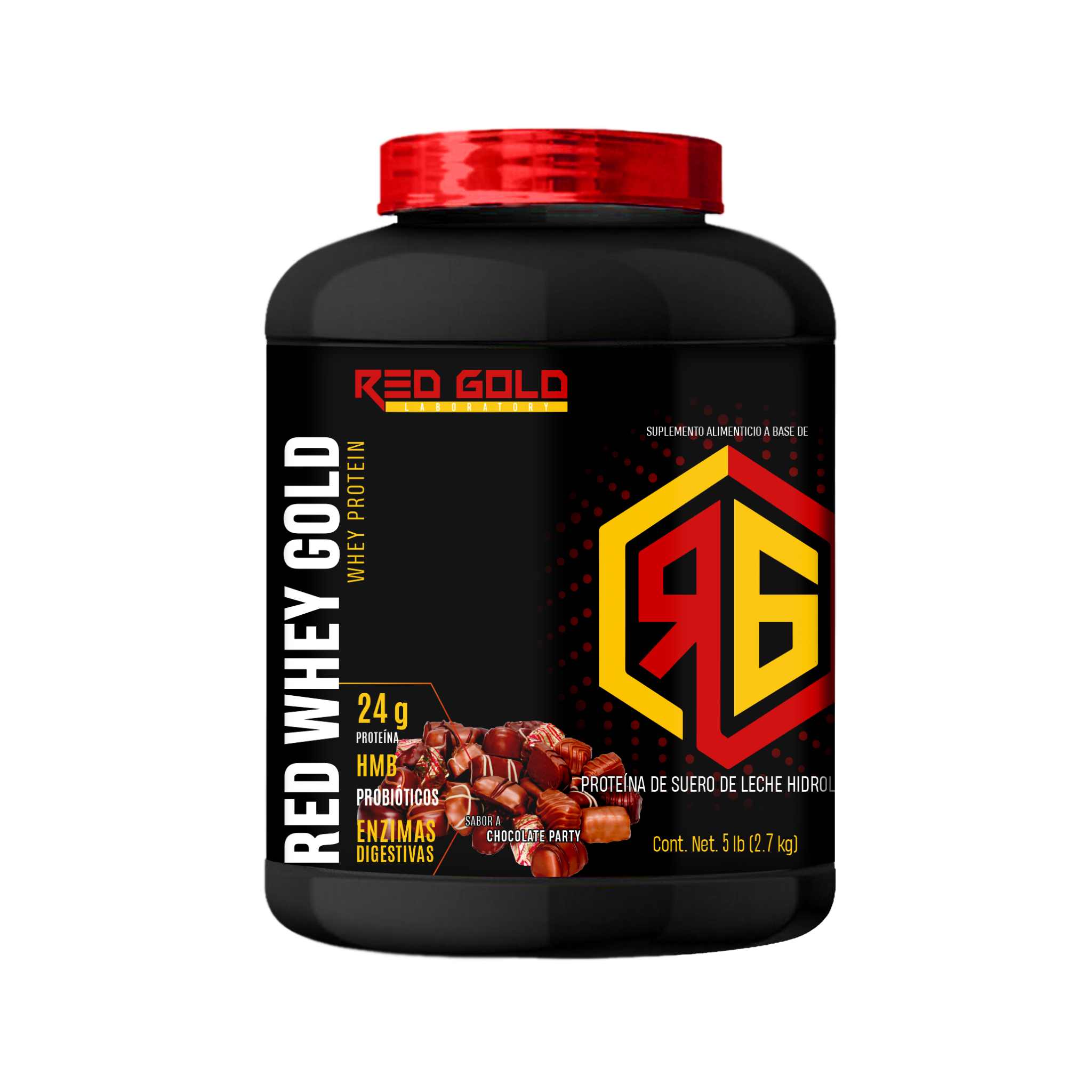 Red Gold | Red Whey | Proteína de Suero de Leche Hidrolizada | Sabor Chocolate | 65 Porciones | 2.7 kg 