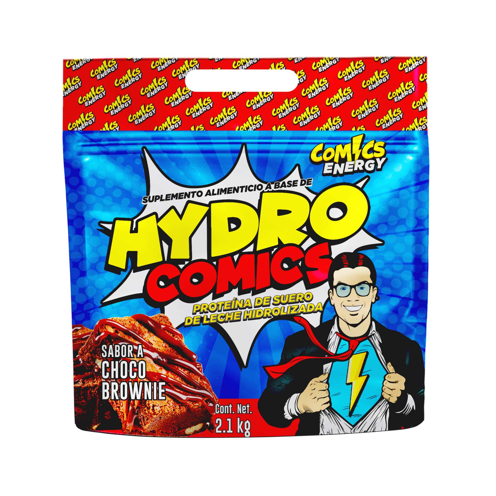 Comics Energy | Hydro Comics | Proteína Whey hidrolizada | Sabor Choco Brownie | 60 Porciones | 2.1 kg 