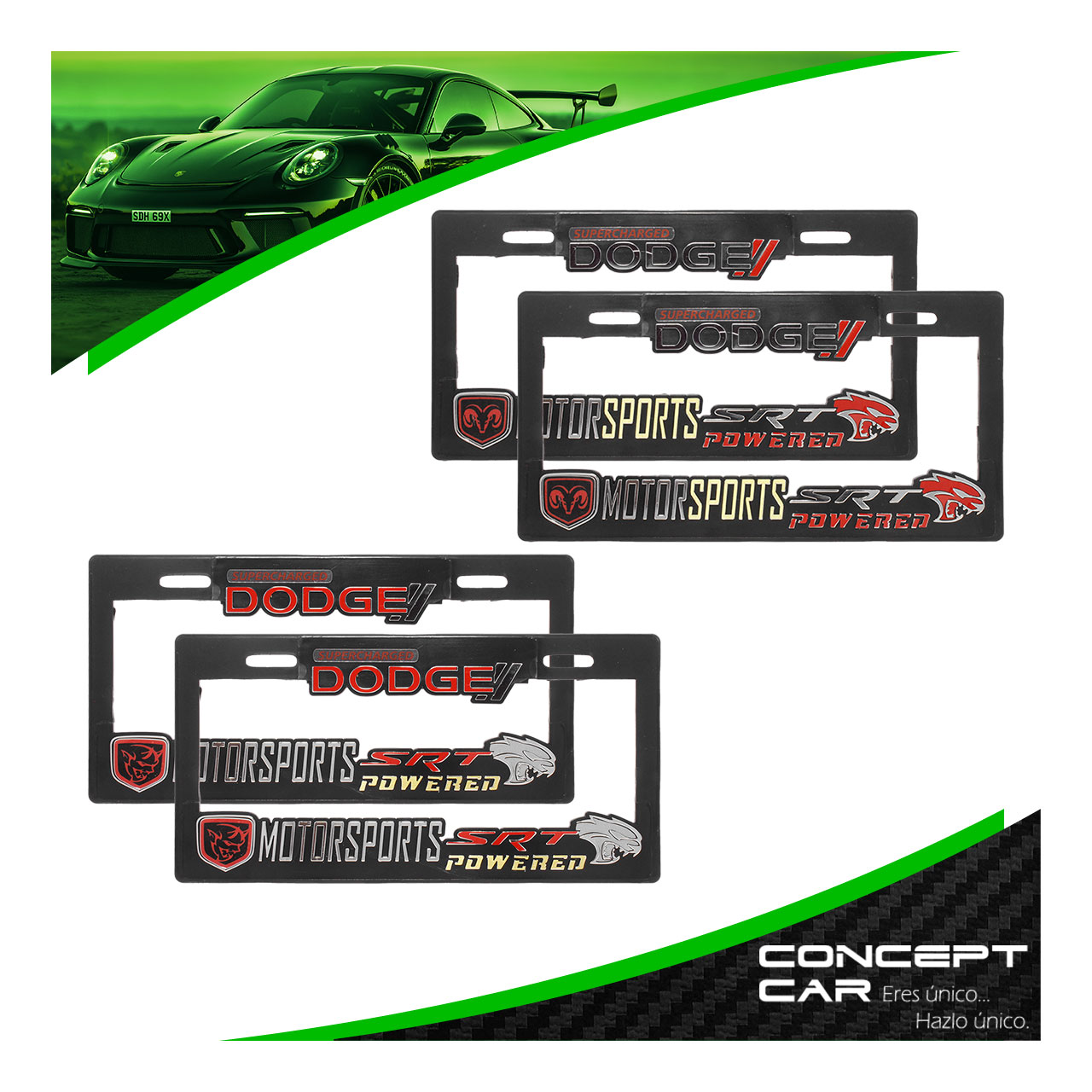 Par Marco Porta Placas Auto Camioneta 3d Premium Srt