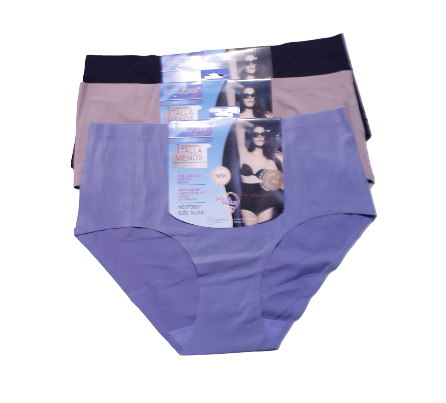 Set De 3 Pantaletas Cuvy - Aosi Rose - Sin Costuras,/Reductoras - P3537 - Mujer