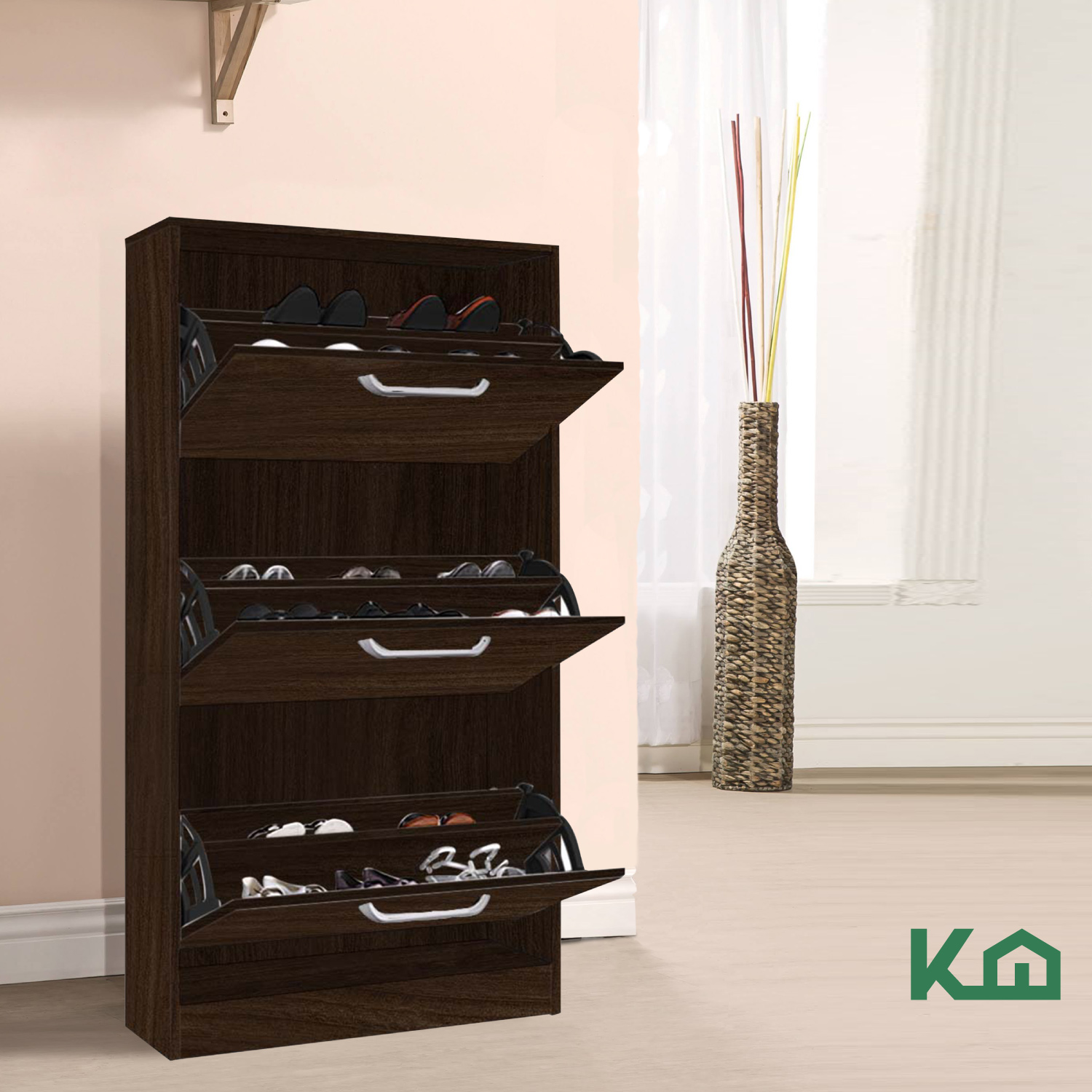 Mueble Zapatero Zapatera Organizador Madera 18 Pares Hogar Cacao