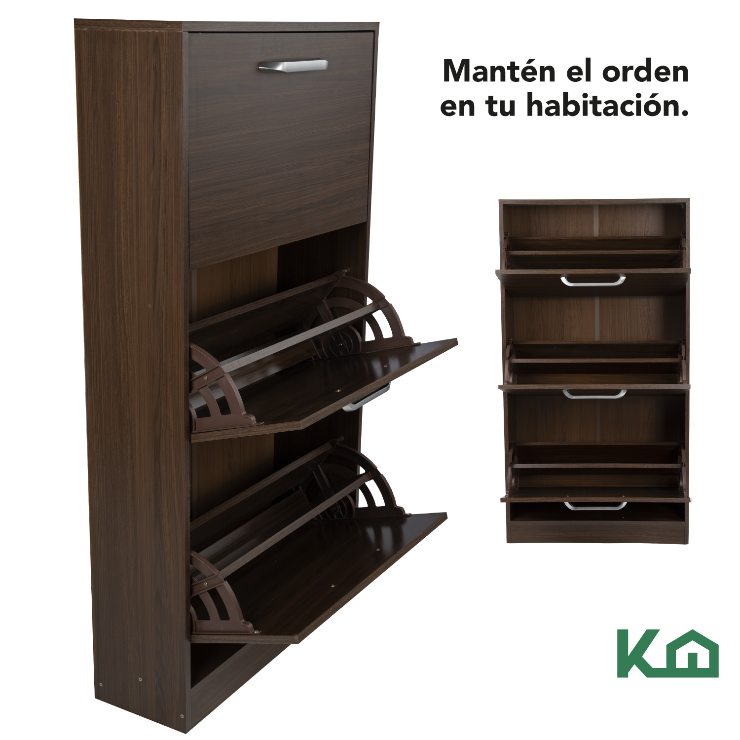 Mueble Zapatero Zapatera Organizador Madera 18 Pares Hogar Cacao