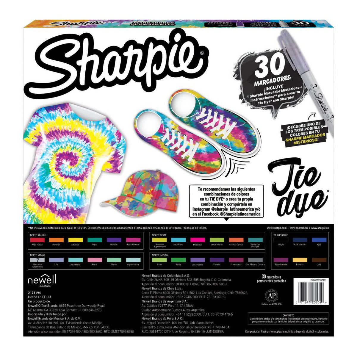 30 Marcadores Permanentes Sharpie 2171194 Tie Dye Edición Limitada SMS