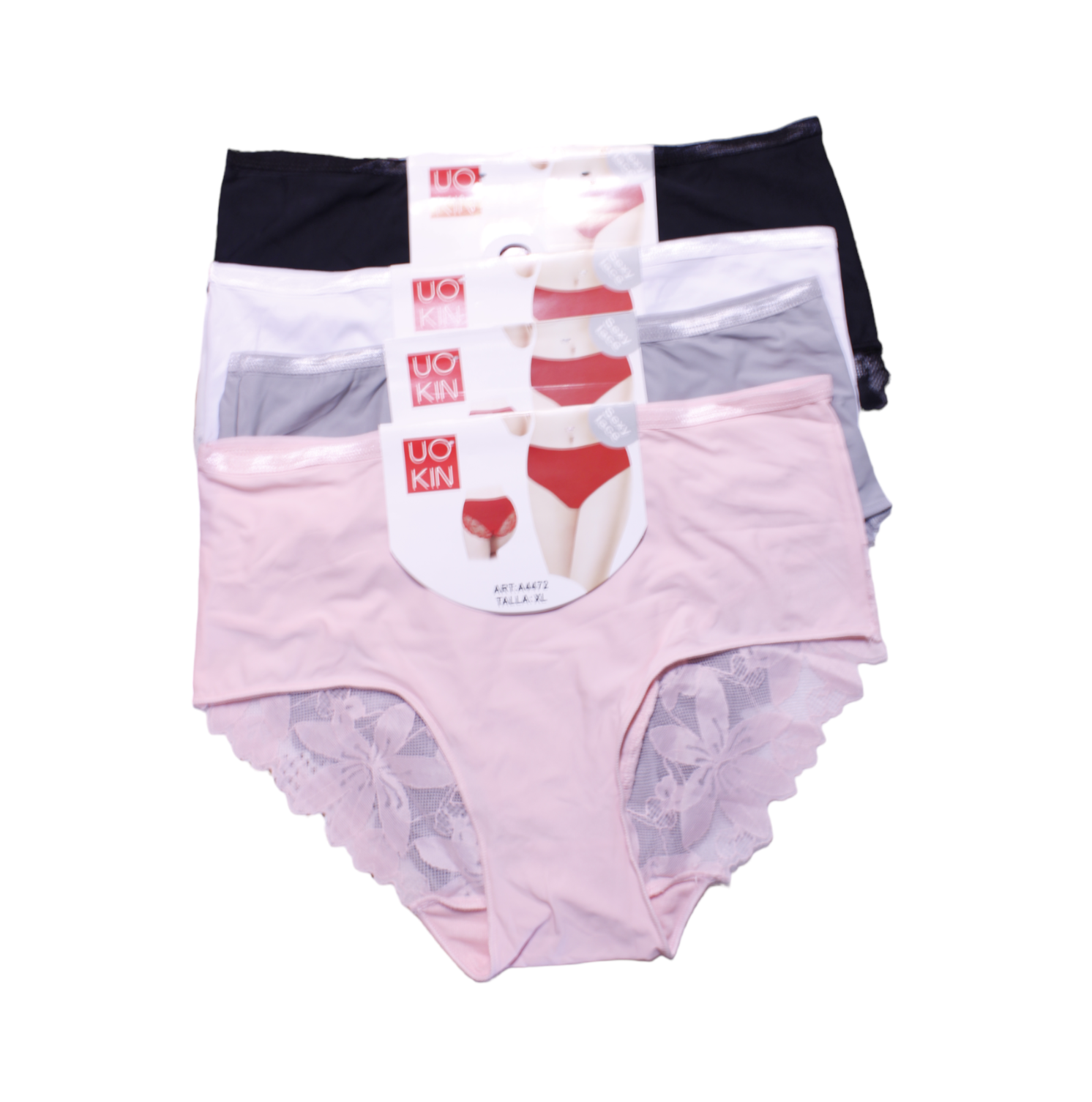 Set 4 Bragas Curvy - UOKIN - Estilo Bikini Con Encaje - A4472 - Para Mujer