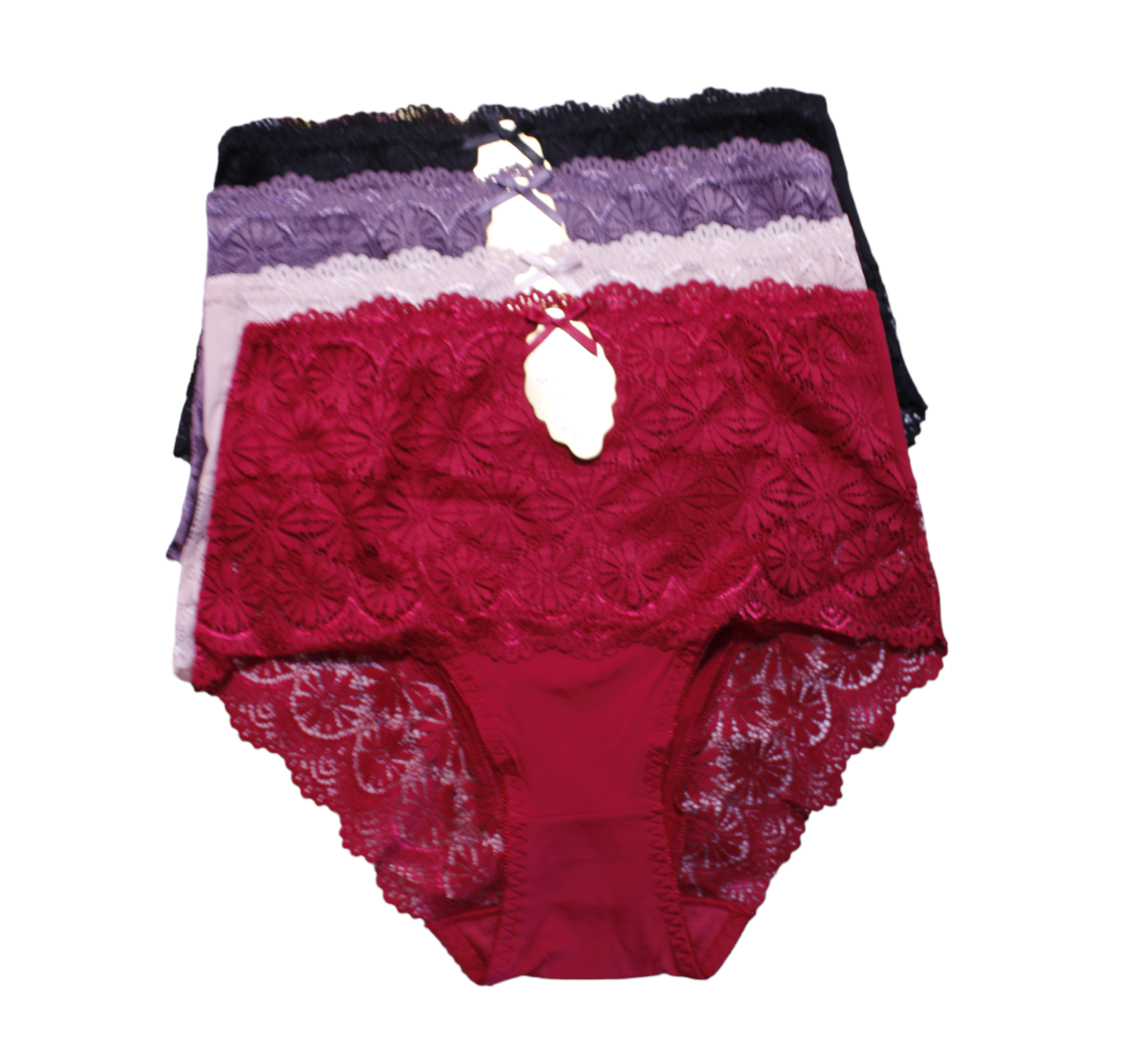 Set 4 Pantaletas - ROSE GIRL - Curvy con encaje - C836 - Para Mujer