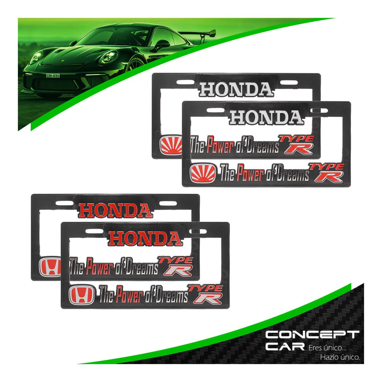 Par Marco Porta Placas Auto Camioneta 3d Premium Honda