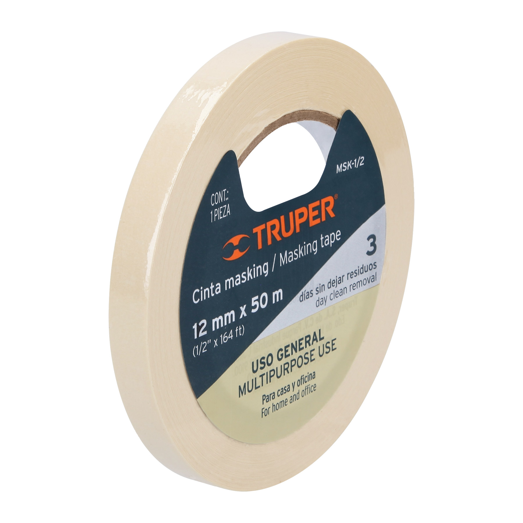 Cintas masking tape de 1/2" x 50 m, Truper
