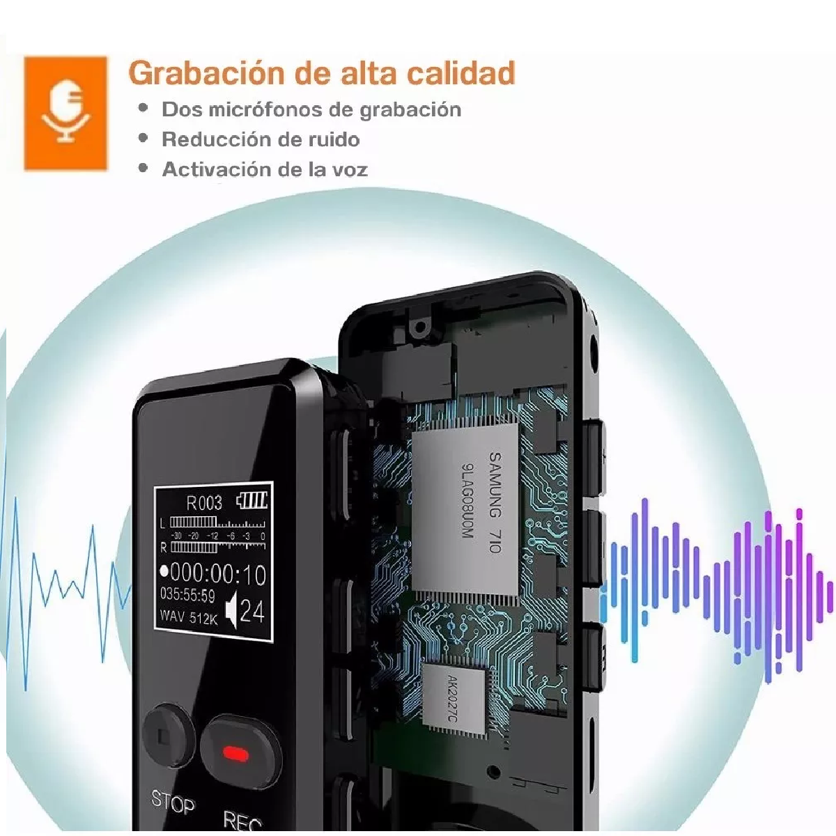 Grabadora De Voz Digital,64gb Grabadora Reducción De Ruido