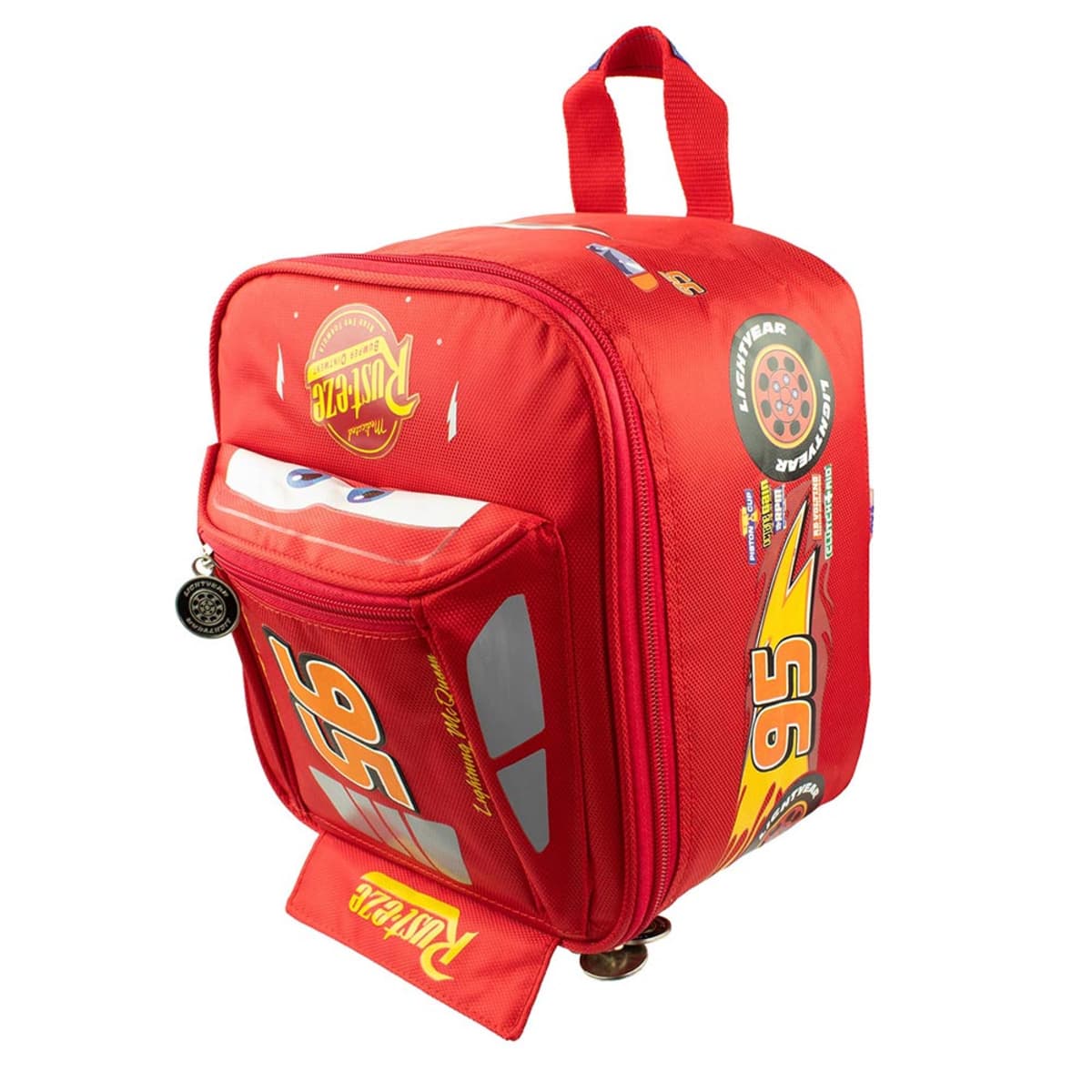 Lonchera de niño color rojo con la forma de Rayo McQueen de la película Cars de Disney, mod. 942709