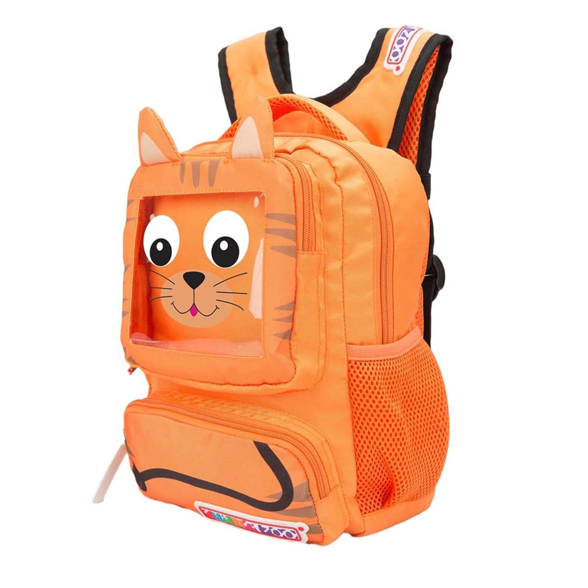 Mochila backpack escolar para niño marca Cutie Zoo, con figura de tigre, color naranja, mod. 1041015