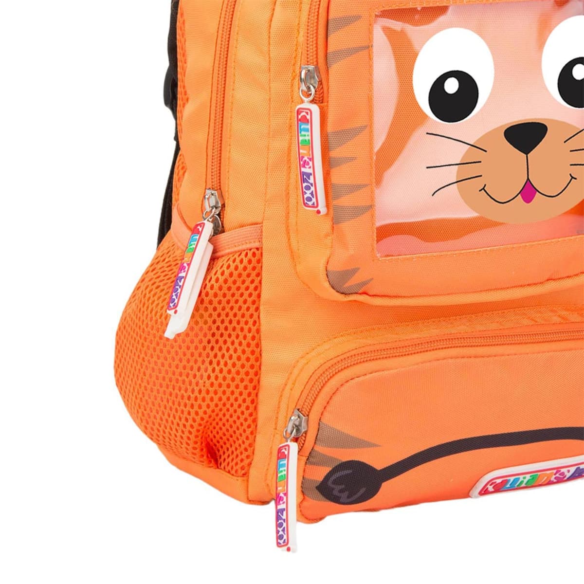 Mochila backpack escolar para niño marca Cutie Zoo, con figura de tigre, color naranja, mod. 1041015