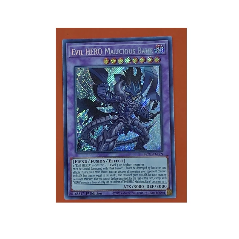 Yugioh Evil HERO Malicious Bane Secret Rare 1st Edition - Konami