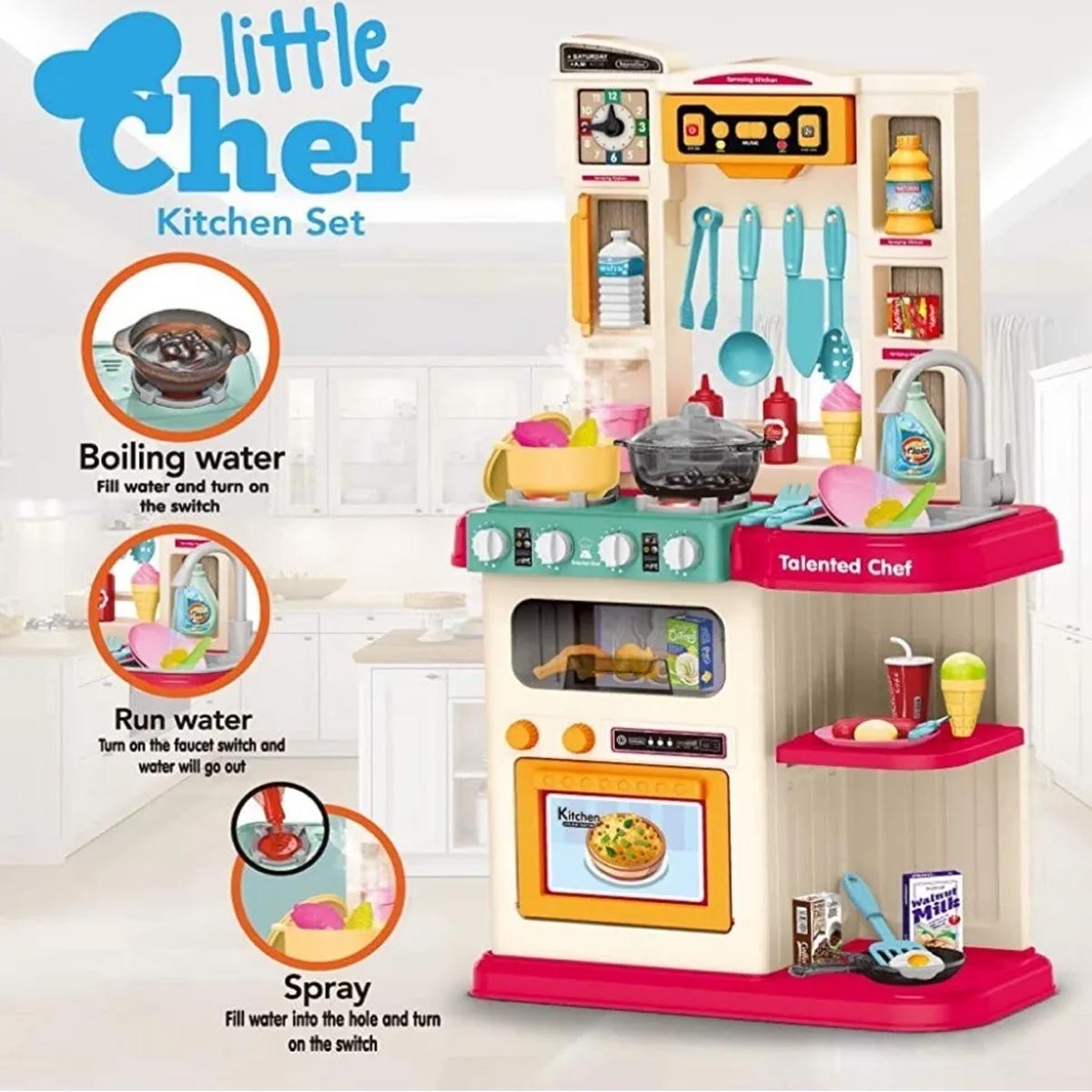 Juguete Cocinita Infantil  65pz Roja Little Chef