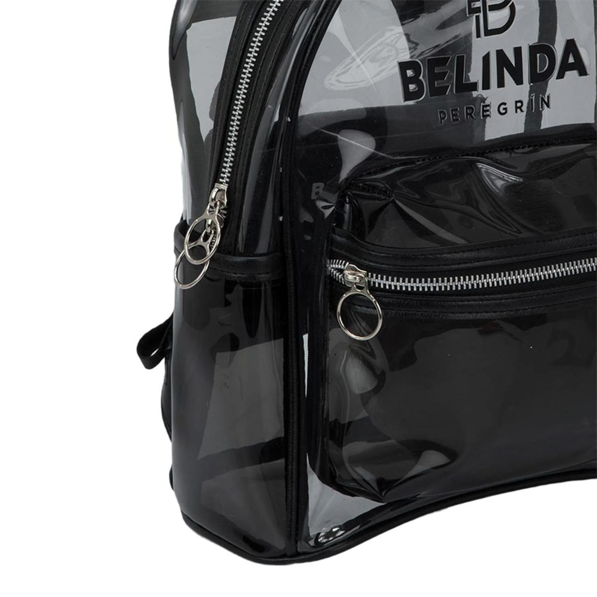 Mochila casual urbana tipo backpack para mujer marca Paris Hilton, color  negro con transparente, mod. 1040991