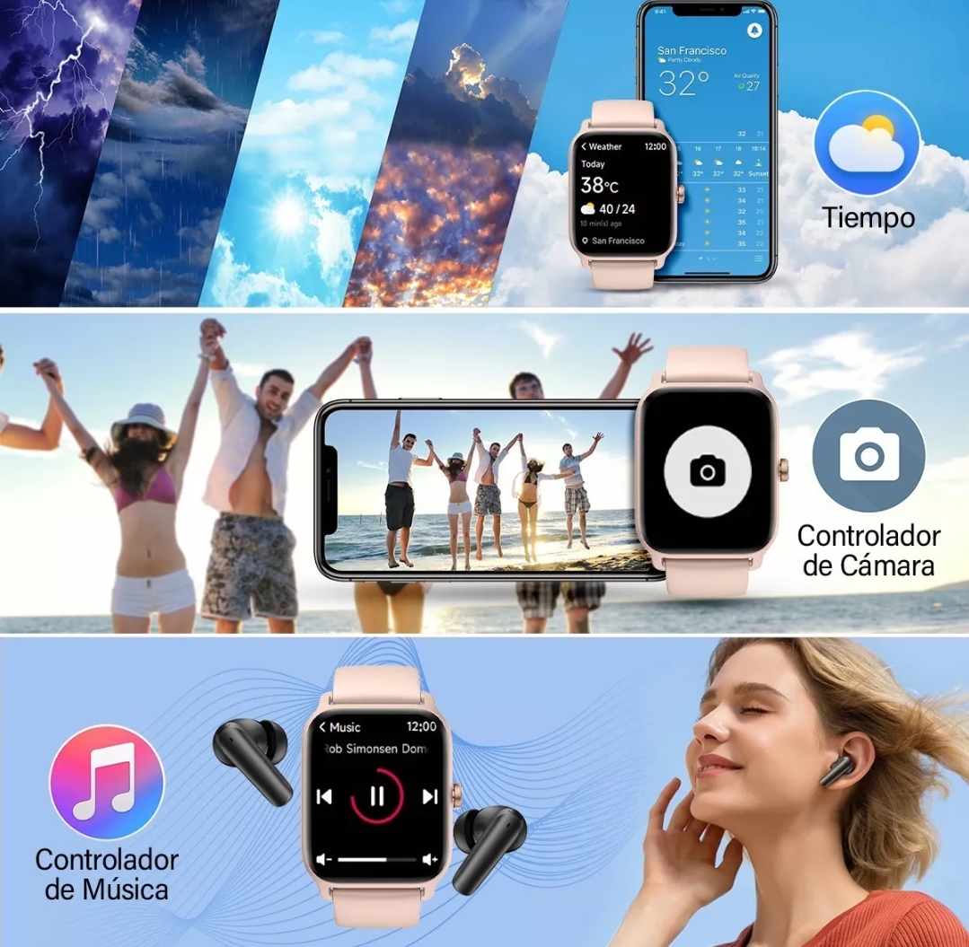 Smartwatch 1.8'' Reloj Inteligente Bluetooth Llamada Alexa