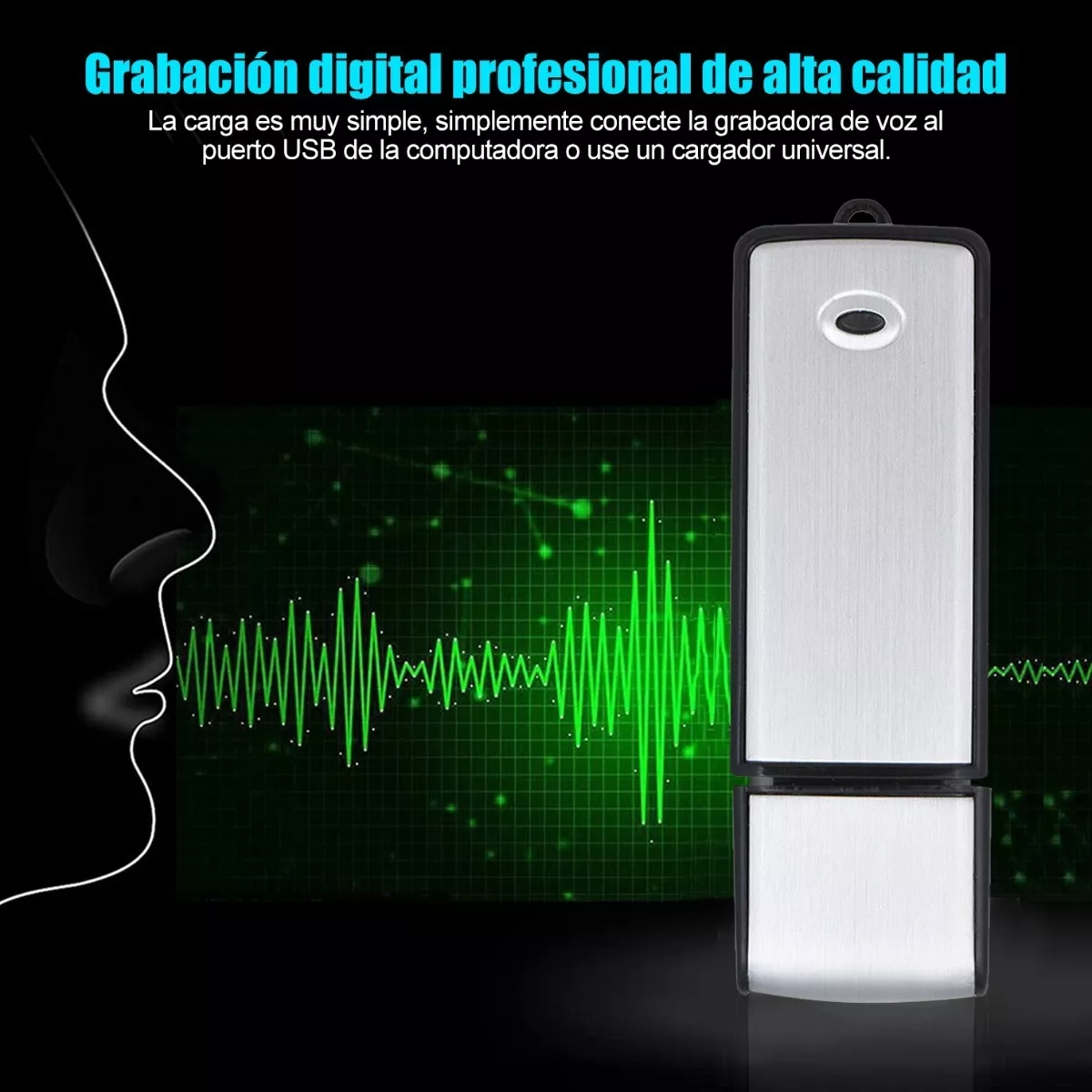 Grabadora De Voz Mini Usb Espía Con Micrófono 16gb 19horas