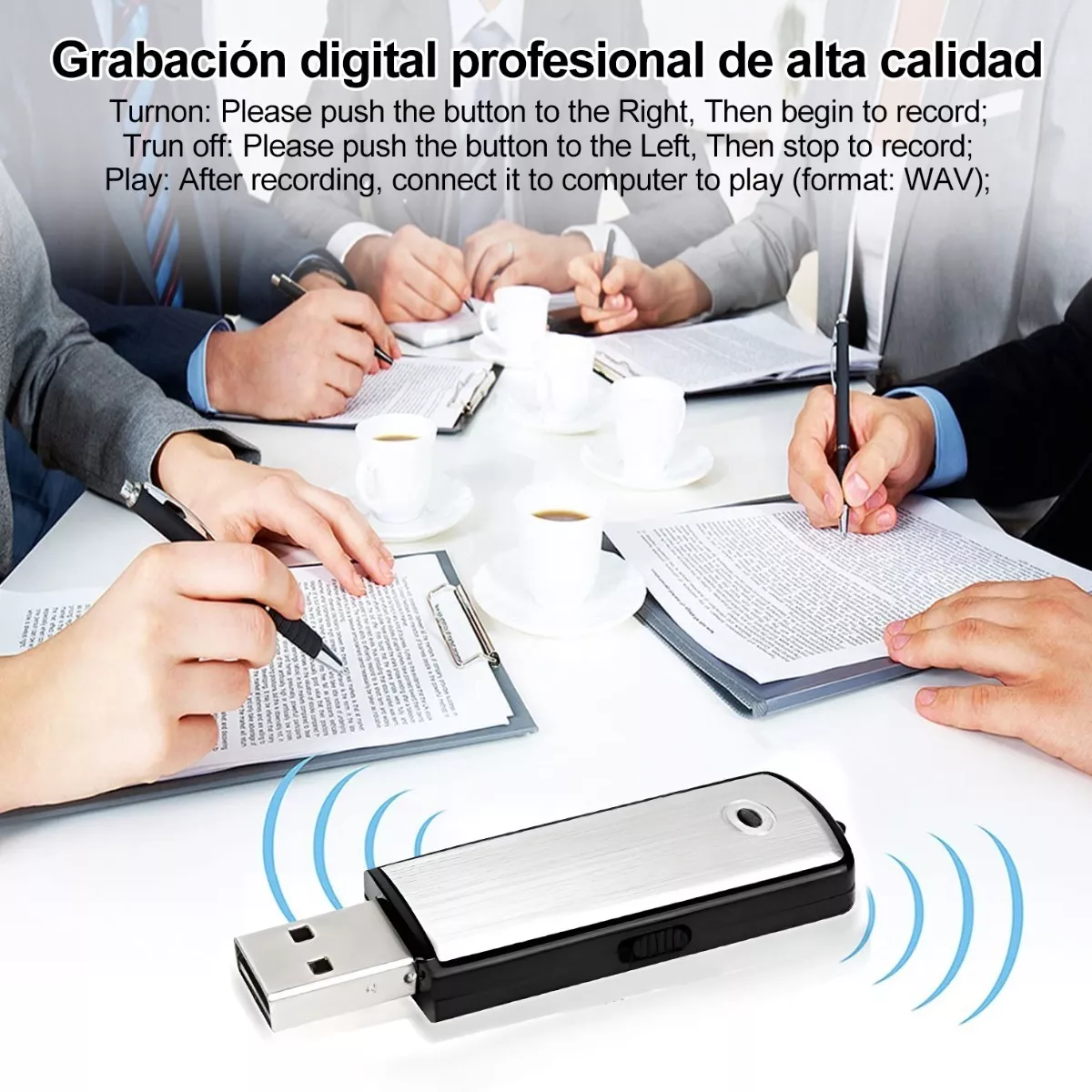 Grabadora De Voz Mini Usb Espía Con Micrófono 16gb 19horas