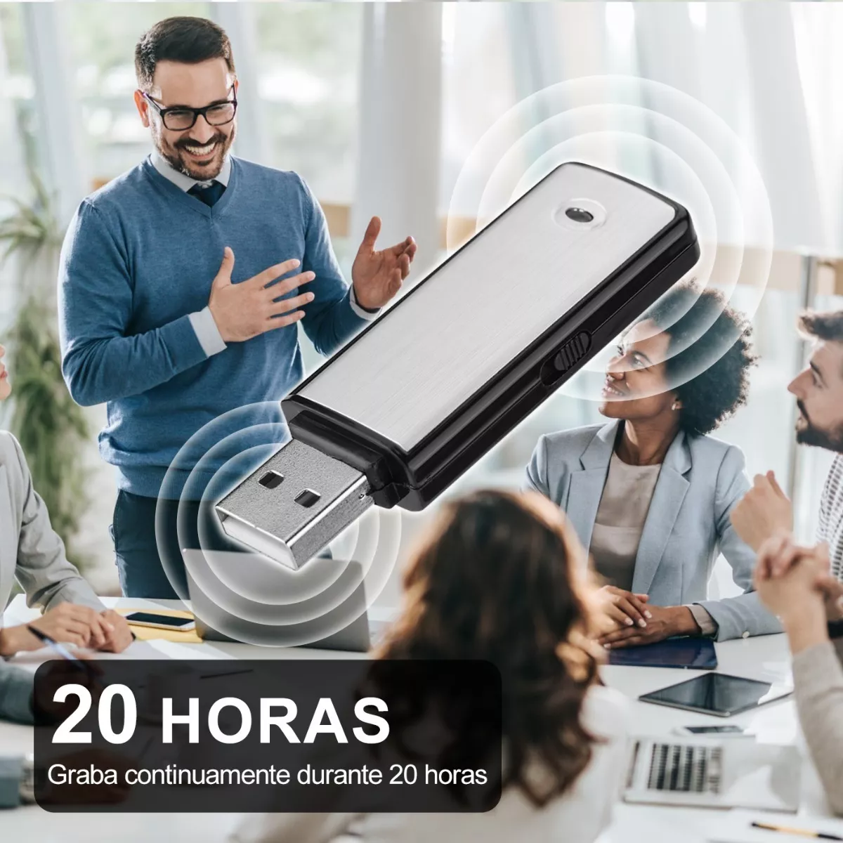 Grabadora De Voz Mini Usb Espía Con Micrófono 16gb 19horas