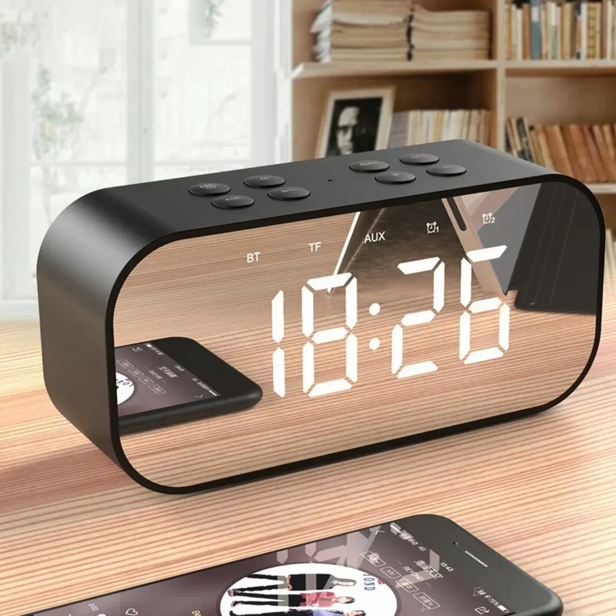 Reloj Despertador Digital C/bocina/bluetooth/radio Fm, Negro