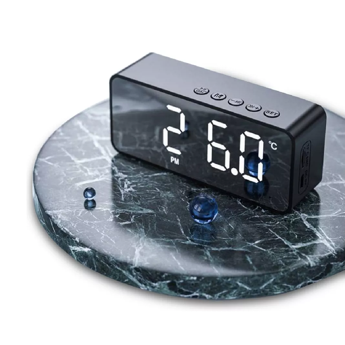 Reloj Despertador Digital Bocina Bluetooth Y Radio Fm Negro