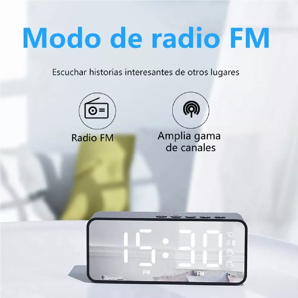 Reloj Despertador Digital Bocina Bluetooth Y Radio Fm Negro