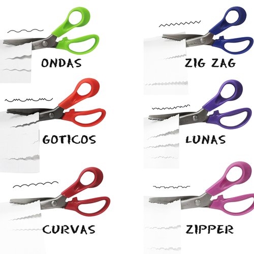 Tijeras decorativas escolares para manualidades: corte ondulado, zig-zag