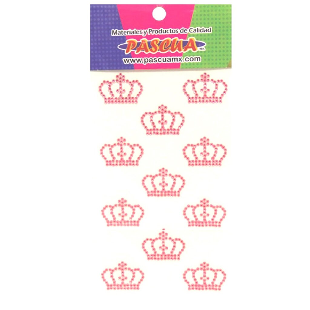 Piedras Acrilicas Con Adhesivo en forma CORONA para manualidad DIY Color Rosa Pastel