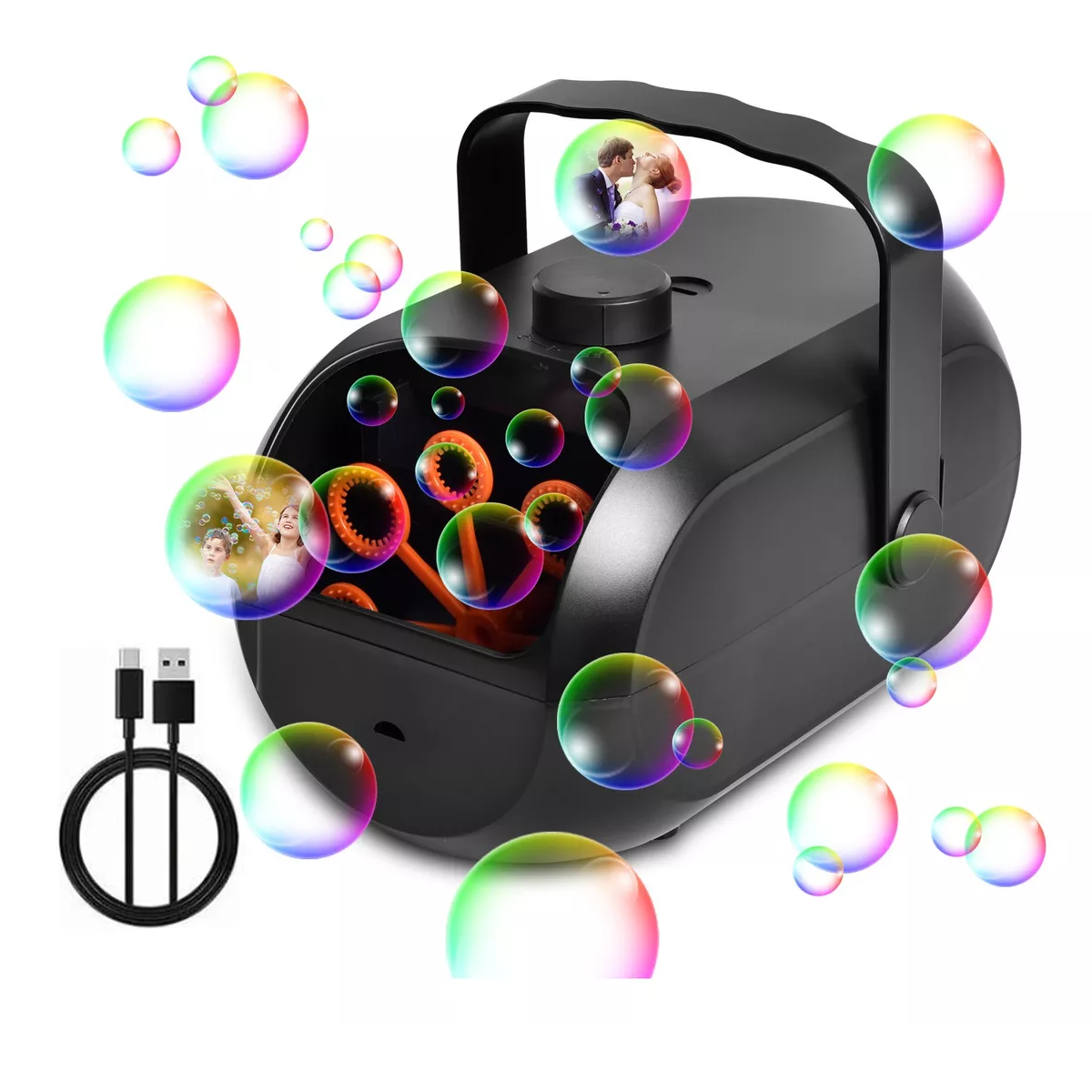 Máquina De Burbujas Automática Recargable Con 2 Velocidades