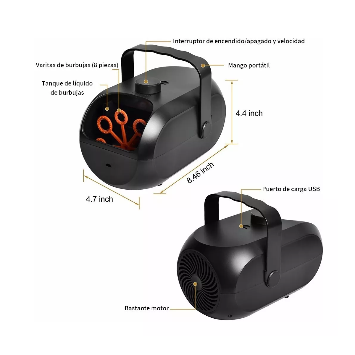 Máquina De Burbujas Automática Recargable Con 2 Velocidades