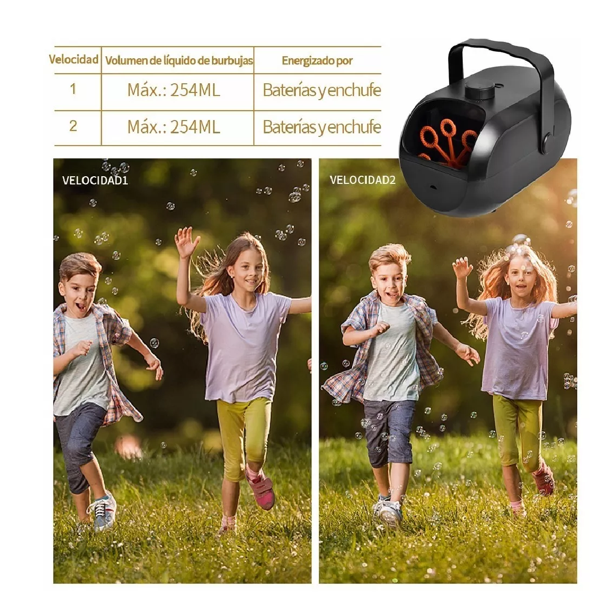 Máquina De Burbujas Automática Recargable Con 2 Velocidades