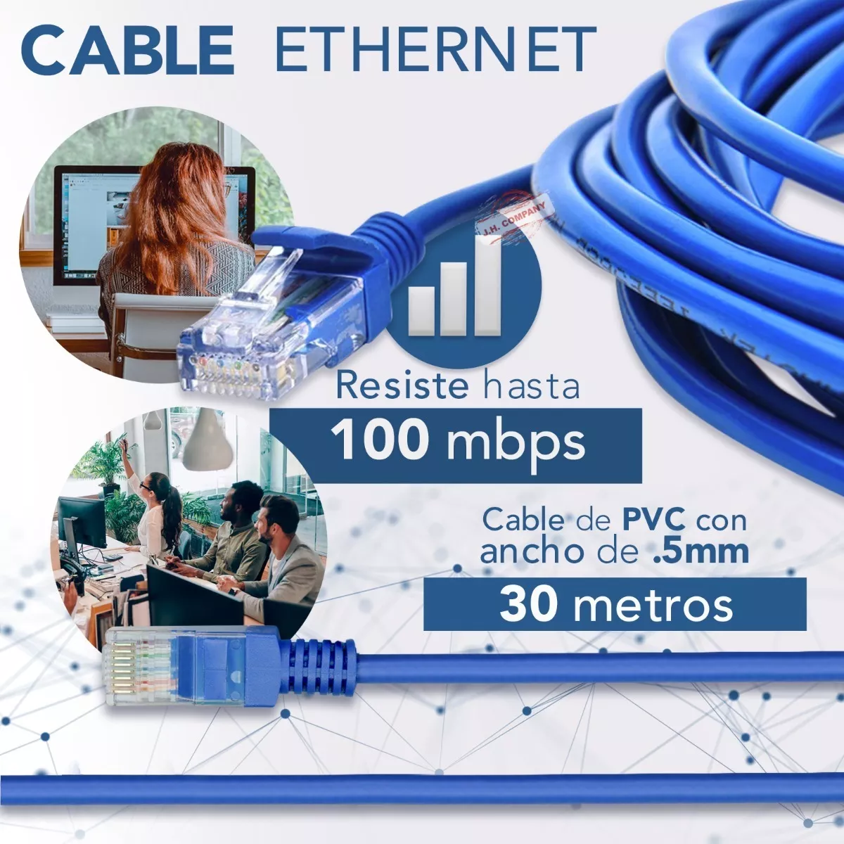 Cable Ethernet Lan Red Cat5 30 Metros
