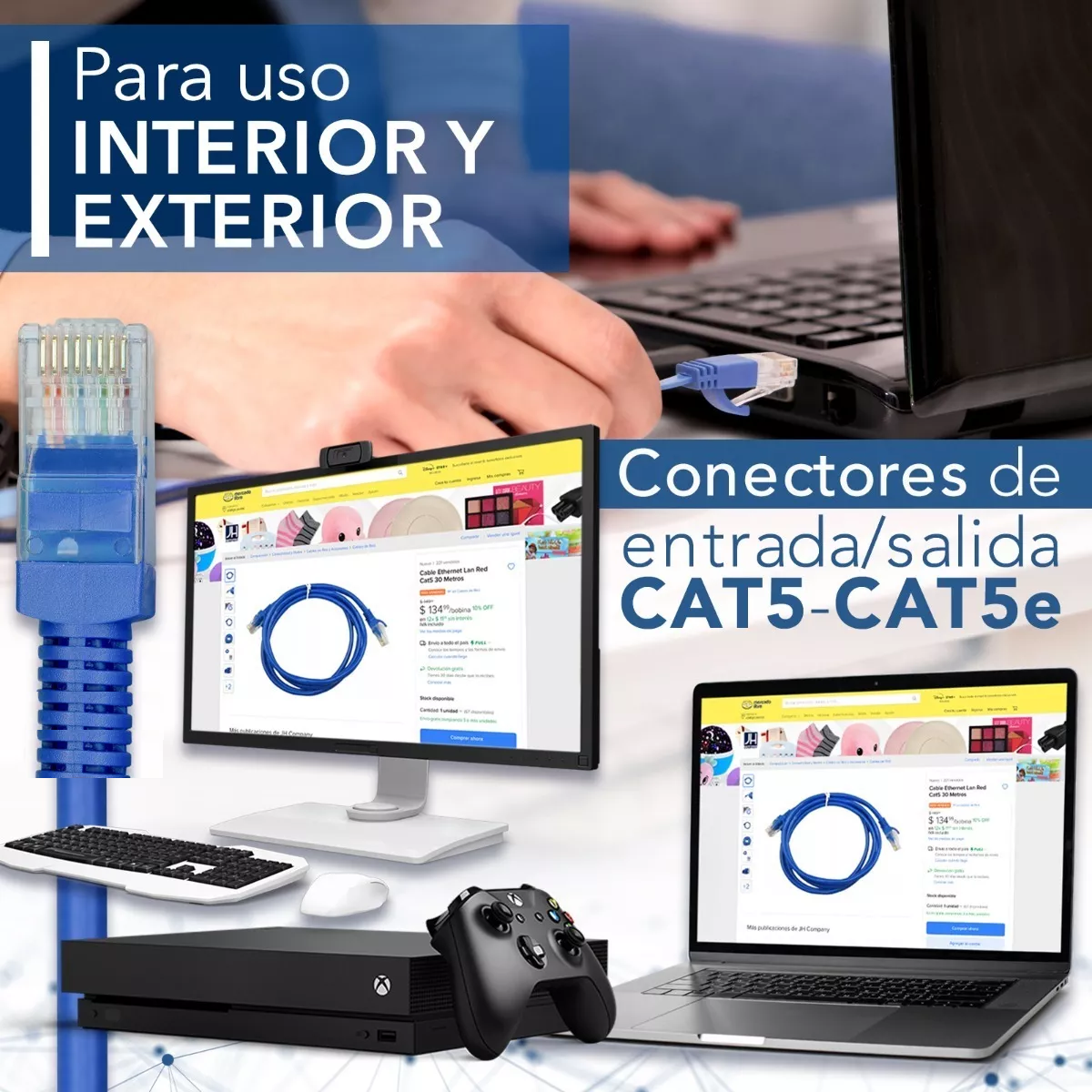 Cable Ethernet Lan Red Cat5 30 Metros