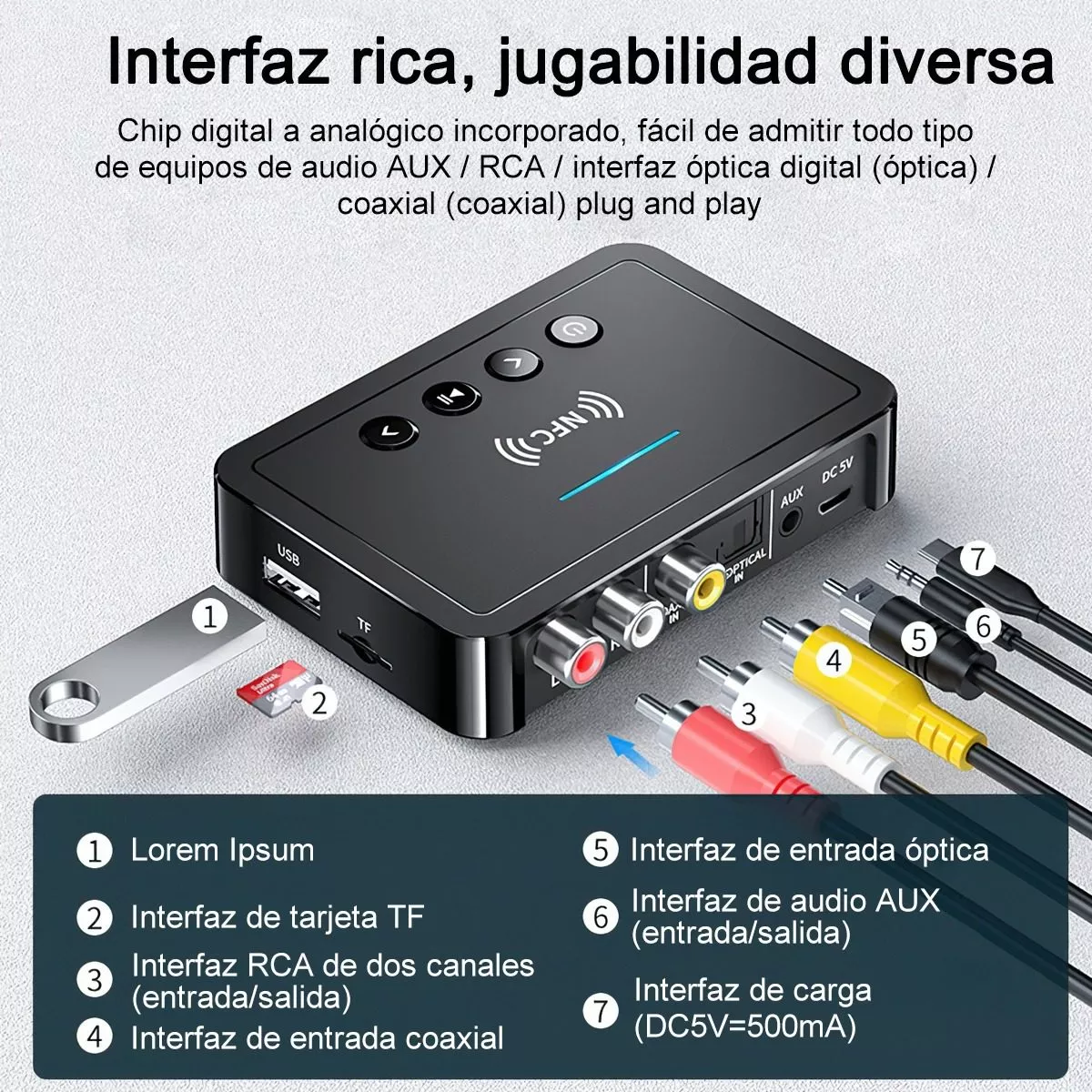 Nfc Bluetooth5.0 Transmisor/receptor Audio Estéreo