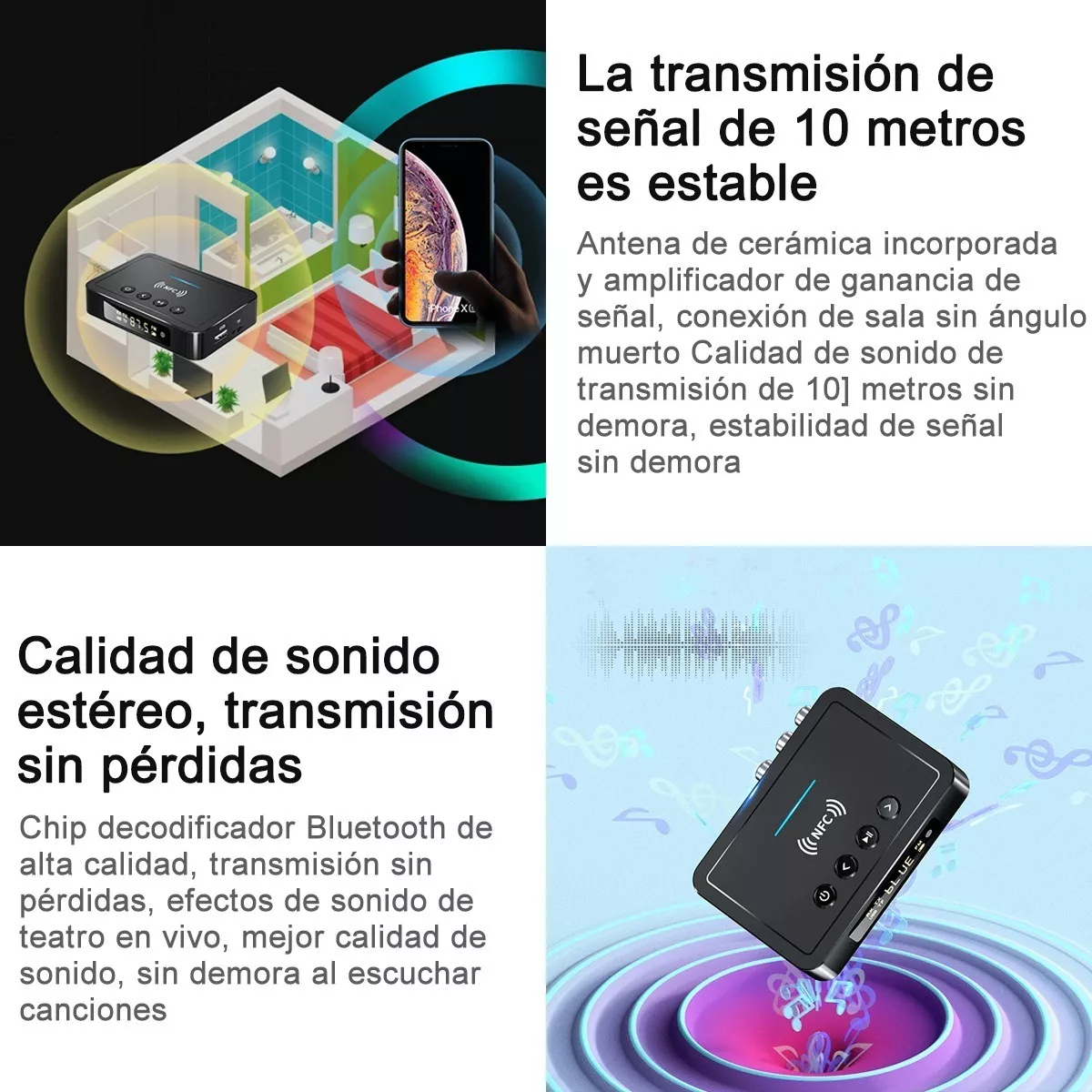 Nfc Bluetooth5.0 Transmisor/receptor Audio Estéreo